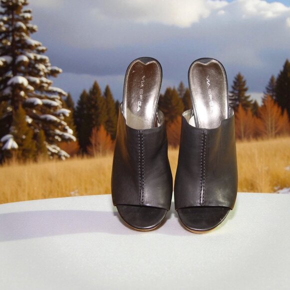 Via Spiga Shoes - Via Spiga Platform Mule – Genuine Leather, 4” Wooden Cone Heel, Size US 10M